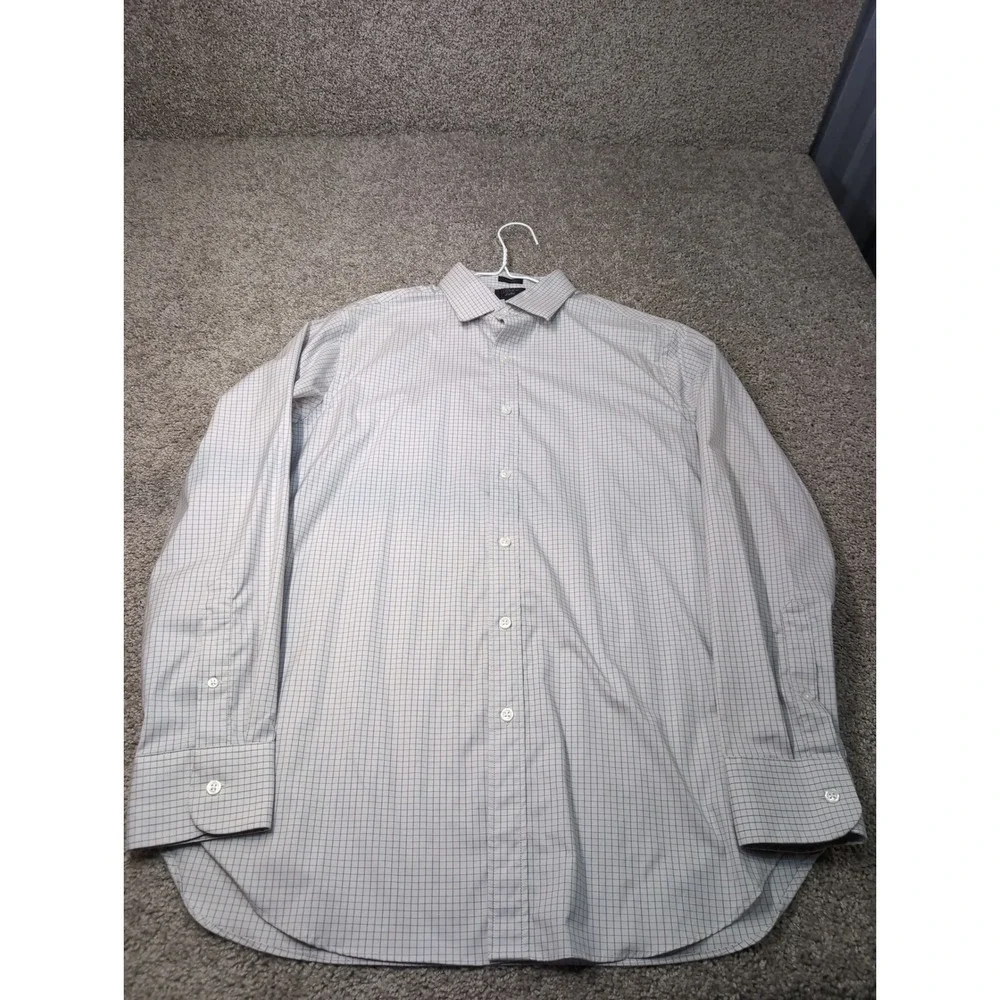 J.Crew Ludlow Mens 16 34 Classic Fit Micro Check Button Down‎ Shirt Grey White
